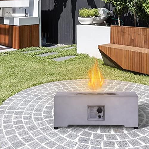 JHSDFOUIH 30in Faux Stone Propane Fire Pit with Water Proof Cover and Lava Rock, 40,000BTU Outdoor Propane Burning Fire Table for Patio Garden Backyard