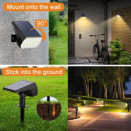 WELALO Solar Spot Lights Outdoor, [10 Pack/52 LED/3 Modes] 2-in-1 Solar Landscape Spotlights, Solar Powered Security Lights, IP65 Waterproof Wall Lights for Walkway Yard Garden Driveway(Warm White)