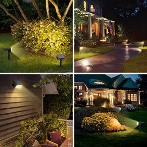 WELALO Solar Spot Lights Outdoor, [10 Pack/52 LED/3 Modes] 2-in-1 Solar Landscape Spotlights, Solar Powered Security Lights, IP65 Waterproof Wall Lights for Walkway Yard Garden Driveway(Warm White)