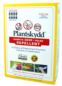 plantskydd animal repellent – repels deer, rabbits, elk, moose, hares, voles, squirrels, chipmunks and other herbivores; soluble powder concentrate – 2.2 lb box – makes 2.5 gallon liquid (psp-r2)