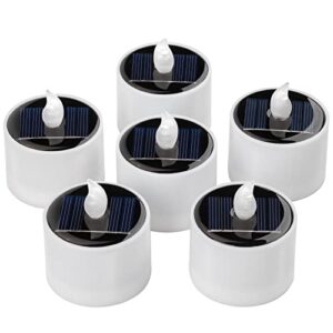 singtok 6 pcs solar powered outdoor led tea lights waterproof rechargeable flameless flickering candles battery operated solar led votive flicker tealight candle for garden lantern decor (warm white)