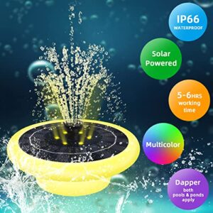 Solar Pool Lights with Led Pool Fountain RGB Color Automatic Lighting Outdoor Waterproof with 6 Removable Nozzles for Garden Decoration Pond Outdoor Pool Aquarium etc.