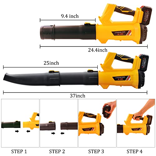 Cordless Leaf Blower - 320CFM 208MPH 21V Electric Handheld Leaf Blower with 5.2Ah Battery and Charger, 6 Variable Speed Leaf Sweeper for Leaves, Snow Debris, Dust, Yard Cleaning (Yellow)