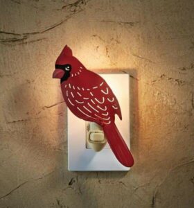 for red cardinal night light punched tin bird country electric wall plug nature area home & garden