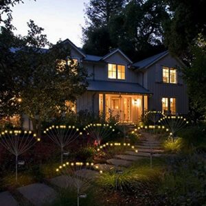 Yiliaw Solar Firefly Lights 12 LED Solar Outdoor Lights Waterproof Starburst Swaying Garden Lights for Path Fence Outdoor Decorative Lights (Warm White, 2 Pack)