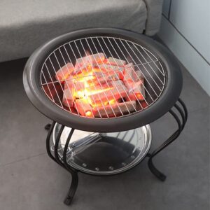 MCNUSS Outdoor Fire Pit with BBQ Grill, Garden Fire Bowl, Garden Fireplace, Fire Basket, for Camping Charcoal Grills and Indoor and Outdoor Heating,35X39CM
