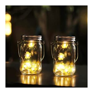 mason jar light hanging solar lantern outdoor lights waterproof decorative, solar garden light with 10 pcs butterfly led lights, landscape lights for home or yard decor, 2 pack.