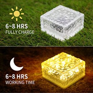 XKSINMY Solar Outdoor Lights Solar Brick Lights Water Proof Solar Ground Lights 4.3 * 4.3inch Warm White Led Lights for Patio Pathway Lawn Yard Deck Driveway Walkway