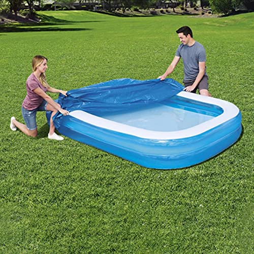 Plcnn Swimming Pool Cover Rectangular, 10x6ft Inflatable Pool Cover for Above Ground Outdoor Swimming Pool Waterproof Shade Cloth for Garden Family Pools Protector