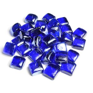 stanbroil 10-pound fire glass cubes – 1 inch fire glass for fireplace fire pit, royal cobalt blue reflective