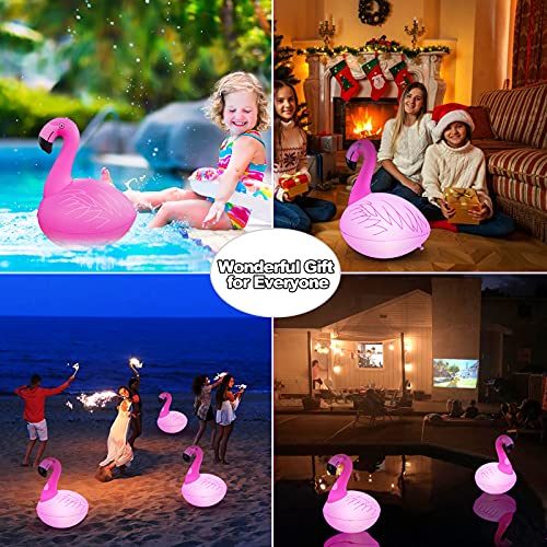 Rukars Flamingo Floating Pool Lights, Waterproof Inflatable Solar Pool Lights for Swimming Pool, Outdoor LED Glow Lights for Beach, Garden Backyard, Patio Lawn, Hot tub, Christmas Décor (1pcs)