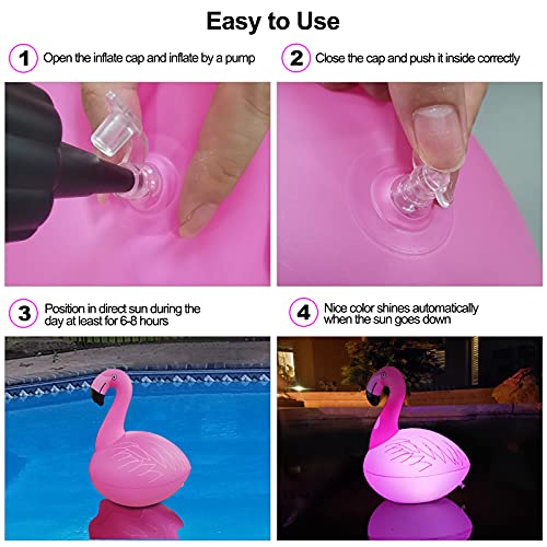 Rukars Flamingo Floating Pool Lights, Waterproof Inflatable Solar Pool Lights for Swimming Pool, Outdoor LED Glow Lights for Beach, Garden Backyard, Patio Lawn, Hot tub, Christmas Décor (1pcs)