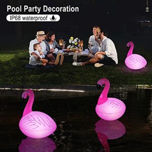 Rukars Flamingo Floating Pool Lights, Waterproof Inflatable Solar Pool Lights for Swimming Pool, Outdoor LED Glow Lights for Beach, Garden Backyard, Patio Lawn, Hot tub, Christmas Décor (1pcs)