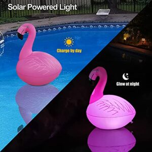 Rukars Flamingo Floating Pool Lights, Waterproof Inflatable Solar Pool Lights for Swimming Pool, Outdoor LED Glow Lights for Beach, Garden Backyard, Patio Lawn, Hot tub, Christmas Décor (1pcs)