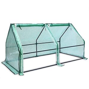 ohuhu portable mini greenhouse, 71″x36″x36″ greenhouses for outdoors with dual large zipper doors & ground stakes, waterproof & uv protected plastic green house for outside garden patio backyard