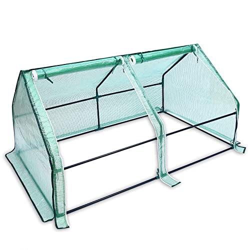 Ohuhu Portable Mini Greenhouse, 71"x36"x36" Greenhouses for Outdoors with Dual Large Zipper Doors & Ground Stakes, Waterproof & UV Protected Plastic Green House for Outside Garden Patio Backyard