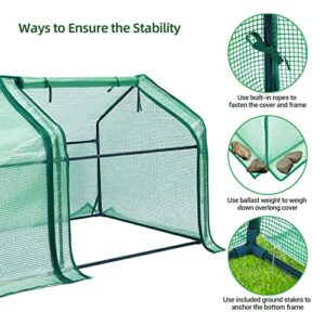 Ohuhu Portable Mini Greenhouse, 71"x36"x36" Greenhouses for Outdoors with Dual Large Zipper Doors & Ground Stakes, Waterproof & UV Protected Plastic Green House for Outside Garden Patio Backyard