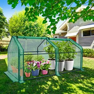 Ohuhu Portable Mini Greenhouse, 71"x36"x36" Greenhouses for Outdoors with Dual Large Zipper Doors & Ground Stakes, Waterproof & UV Protected Plastic Green House for Outside Garden Patio Backyard