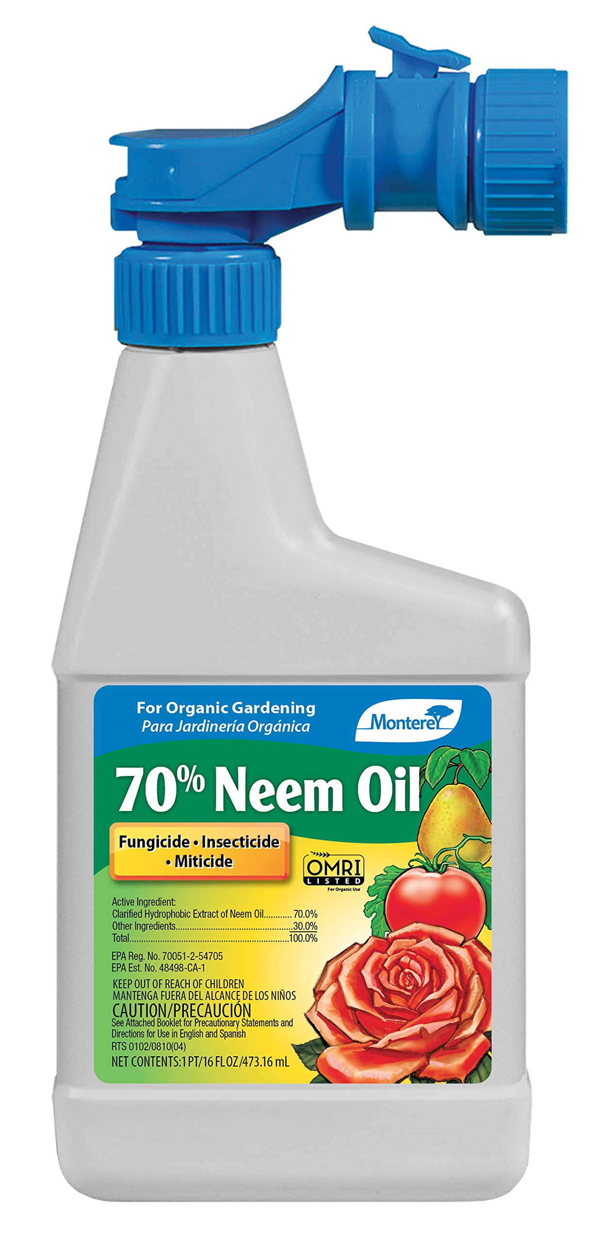 Monterey LG 6145 70% Neem Oil Ready-To-Spray Insecticide, Miticide, & Fungicide, 16 oz