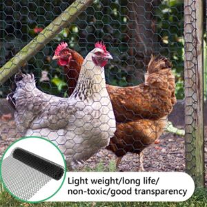 TORIS Plastic Chicken Wire Mesh Hexagonal Plastic Poultry Netting Extruded Plastic Chicken Wire Fence PVC Coated Plastic Poultry Netting (0.4m*4m=1.3ftX13.1ft, Black)