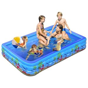 fun little toys 118″ x 72″ x 22″ inflatable swimming pool, oversized thickened family blow up pool for kids and adults, above ground kiddie pool for garden, backyard, summer water party