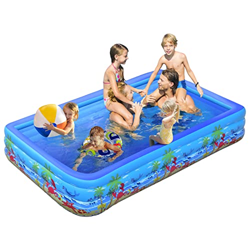 FUN LITTLE TOYS 118" x 72" x 22" Inflatable Swimming Pool, Oversized Thickened Family Blow Up Pool for Kids and Adults, Above Ground Kiddie Pool for Garden, Backyard, Summer Water Party