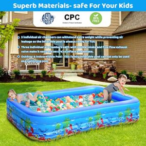 FUN LITTLE TOYS 118" x 72" x 22" Inflatable Swimming Pool, Oversized Thickened Family Blow Up Pool for Kids and Adults, Above Ground Kiddie Pool for Garden, Backyard, Summer Water Party