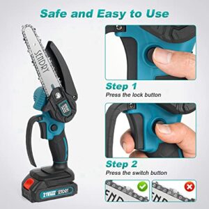 SENDRY Mini Chainsaw 6-Inch, Powerful Cordless Rechargeable Handheld Small Electric Saw Powered by 2Pcs 21V 7500mAh Batteries for Wood Cutting, Tree Trimming, Branch Pruning, Gardening, Camping