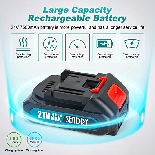 SENDRY Mini Chainsaw 6-Inch, Powerful Cordless Rechargeable Handheld Small Electric Saw Powered by 2Pcs 21V 7500mAh Batteries for Wood Cutting, Tree Trimming, Branch Pruning, Gardening, Camping