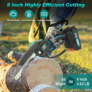 SENDRY Mini Chainsaw 6-Inch, Powerful Cordless Rechargeable Handheld Small Electric Saw Powered by 2Pcs 21V 7500mAh Batteries for Wood Cutting, Tree Trimming, Branch Pruning, Gardening, Camping