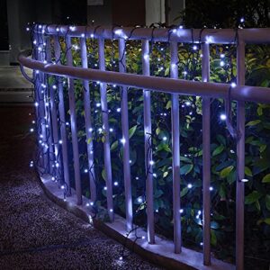 DBFairy Solar Curtain String Lights Outdoor, 13ft(L) x 3.3ft(H), 8 Mode, 200 LED,Solar Icicle Twinkle Lights for Home Garden Patio Camping Party Window Balcony Decoration - Waterproof,Dark Green-White