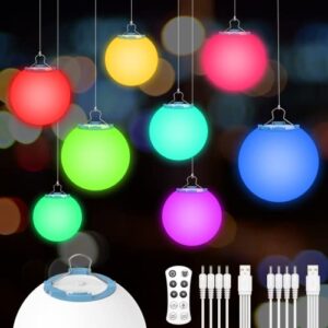 floating pool lights, christmas lights outdoor 8 pack ip68 waterproof with 16 colors, hanging lights with timer/remote, christmas ornaments for party, holiday, patio, garden,bathtub, backyard