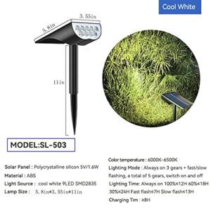 HOOREE Solar Spotlight Outdoor Waterproof Bright Garden Lights Landscape 5 Lighting Modes LED Spotlights for Yard Pathway Driveway Walkway Wall Blink Spotlights Decorations (1 Pack Cool White)