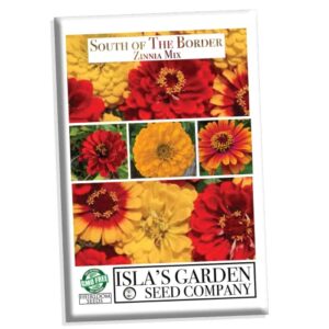 “south of the border mix” zinnia seeds for planting, 200+ flower seeds per packet, (isla’s garden seeds), non gmo & heirloom seeds, botanical name: zinnia elegans, great home garden gift