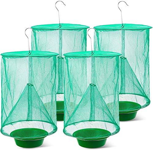 Ranch Fly Trap with Bait Tray Outdoor Hanging Reusable Stable Fly Trap | Food Bait Flay Catcher for Outdoor, Family Farms (4)