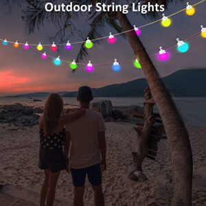 GAEFURY Smart Outdoor String Lights, 48FT RGB Patio String Lights with Bluetooth App & Remote Control, Color Changing Outdoor String Lights IP65 Waterproof for Patio, Balcony, Garden, Party