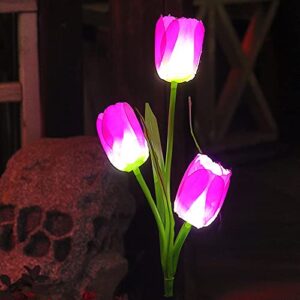 Tulip Solar Garden Lights, Christmas Yard Decorations Solar Flower Lights, Artifitical Solar Tulip Flower Lamp for Garden Patio Yard Pathway Decoration (2 Pack, Purple Tulip)