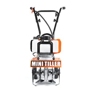 NEOTEC MT520 Mini Tiller Cultivator, 52cc 2 Stroke Gas Powered 4 Premium Steel Adjustable Forward Rotating Tines, Height Adjustable Wheels for Garden & Lawn, Digging, Weed Removal & Soil Cultivation