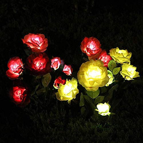 KANYEE Garden Outdoor Solar Lights Decorative Landscape Light Waterproof Simulation Rose Flower LED Stake Path Lights Yard Patio Lawn Night Lighting 4PCS