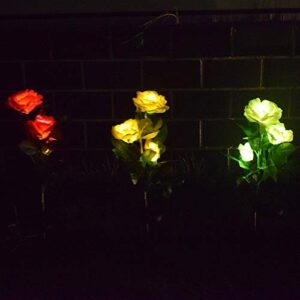 KANYEE Garden Outdoor Solar Lights Decorative Landscape Light Waterproof Simulation Rose Flower LED Stake Path Lights Yard Patio Lawn Night Lighting 4PCS