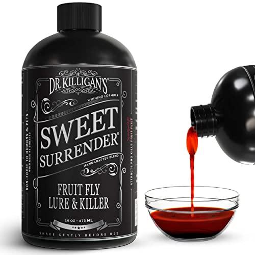 Dr. Killigan's Sweet Surrender Fruit Fly Lure | Attractant and Bait for Fruit Flies in Home & Kitchen | Natural Remedy for Indoors and Outdoors | Safe Liquid Fruit Fly Trap Refill | 16 oz | 8 Doses