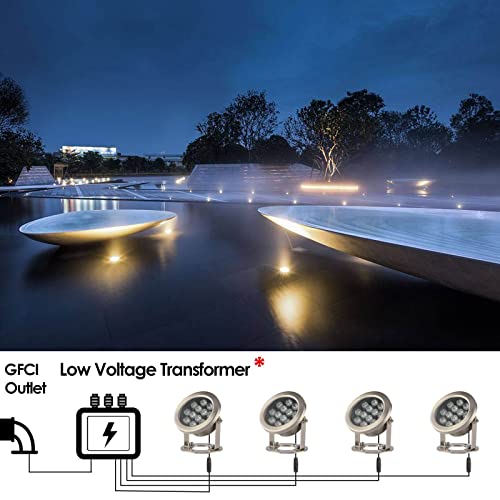 JSN&PC LED Underwater Lights 24W Warm White Color Pond Light for Party Swimming Pool Home Garden Fountain Water Rockery Grass Land