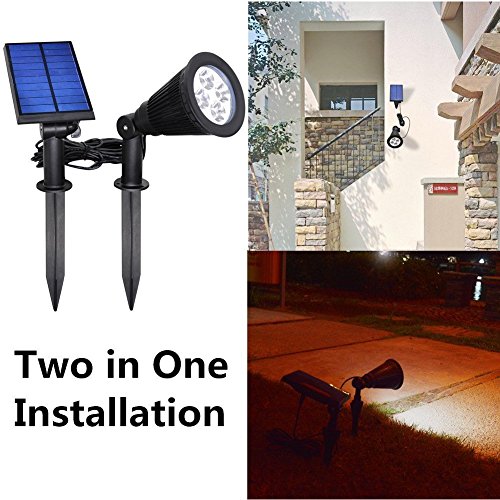 YINGHAO Solar Spot Lights Outdoor Separated Panel and Light 10ft Cable, 2 Installations Waterproof Solar Landscape Light, Auto On/Off for Yard Garden Flag Pole Wall Pathway, Cool White 2 Pack