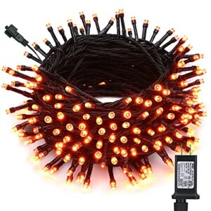 toodour orange halloween lights, 82ft 200 led plug in orange string lights with 8 modes, timer, low voltage, indoor and outdoor fairy lights for home, garden, party, halloween decoration