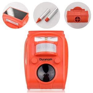 DURANOM Solar Animal Repeller Outdoor, Ultrasonic with Motion Sensor Activated Flashing Led Light Cat, Dog, Deer Repellent