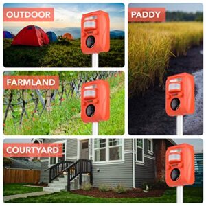 DURANOM Solar Animal Repeller Outdoor, Ultrasonic with Motion Sensor Activated Flashing Led Light Cat, Dog, Deer Repellent