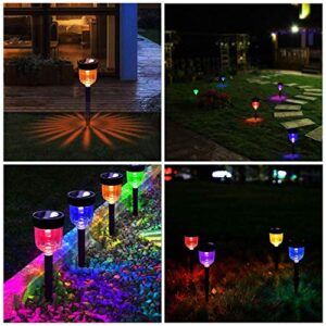 Ollivage Solar Path Lights Outdoor, Color Changing Garden Light Solar Powered Waterproof Auto On/Off Outdoor Solar Landscape Lighting for Yard Patio Walkway In-Ground Spike, 1Pack