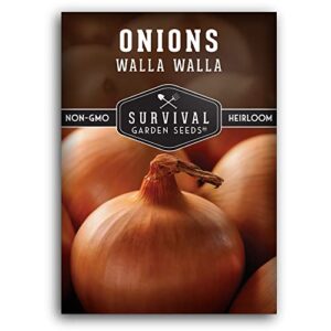 survival garden seeds – walla walla onion seed for planting – packet with instructions to plant and grow deliciously sweet long day onions in your home vegetable garden – non-gmo heirloom variety