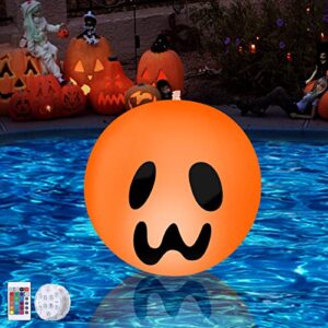 halloween floating pool lights,16”halloween decoration lights with 16 rgb colors inflatable&waterproof pool ball lights with remote control ghost halloween outdoor decorations for garden party decor