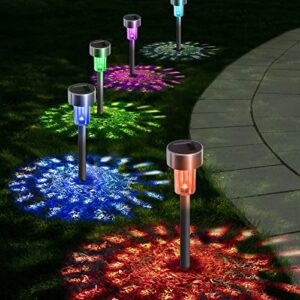 solar lights outdoor christmas, 12pack stainless steel led landscape pathway lights solar powered, solar garden lights for pathway driveway yard & lawn – multicolor